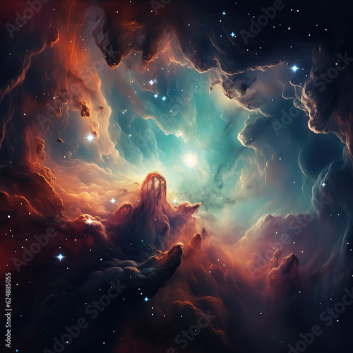 colorful space nebula, comets stars asteroids galaxies, background wallpaper image of cosmos photo