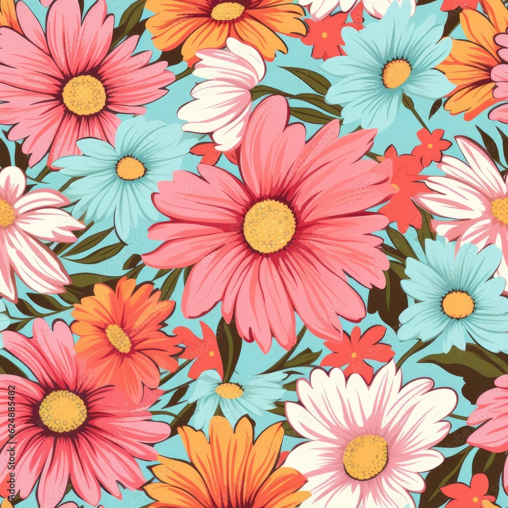 Flowers seamless pattern, generative ai Flowers seamless pattern, generative ai