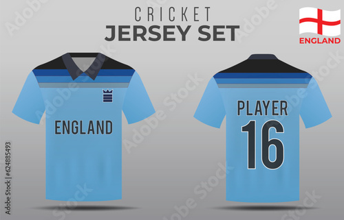 Jersey for England Cricket Team Front and Back view
