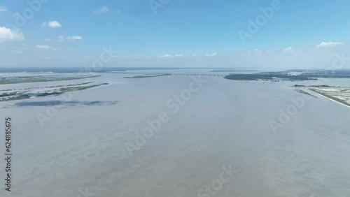 Beautiful river summer landscape, Aerial view of nature, jamuna river, sirajganj, bangladesh photo