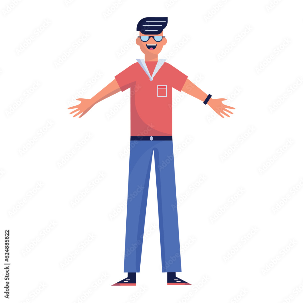 Isolated cute business male character Vector