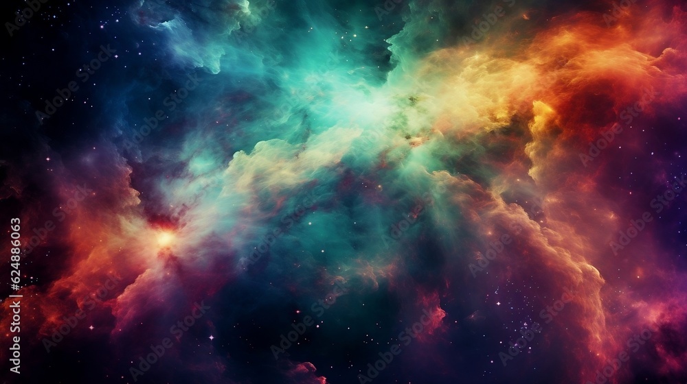 Fototapeta premium space, nebula and galaxy on vivid color background