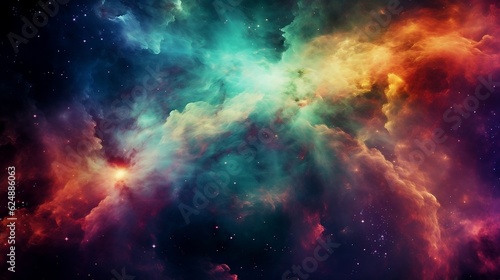 space  nebula and galaxy on vivid color background
