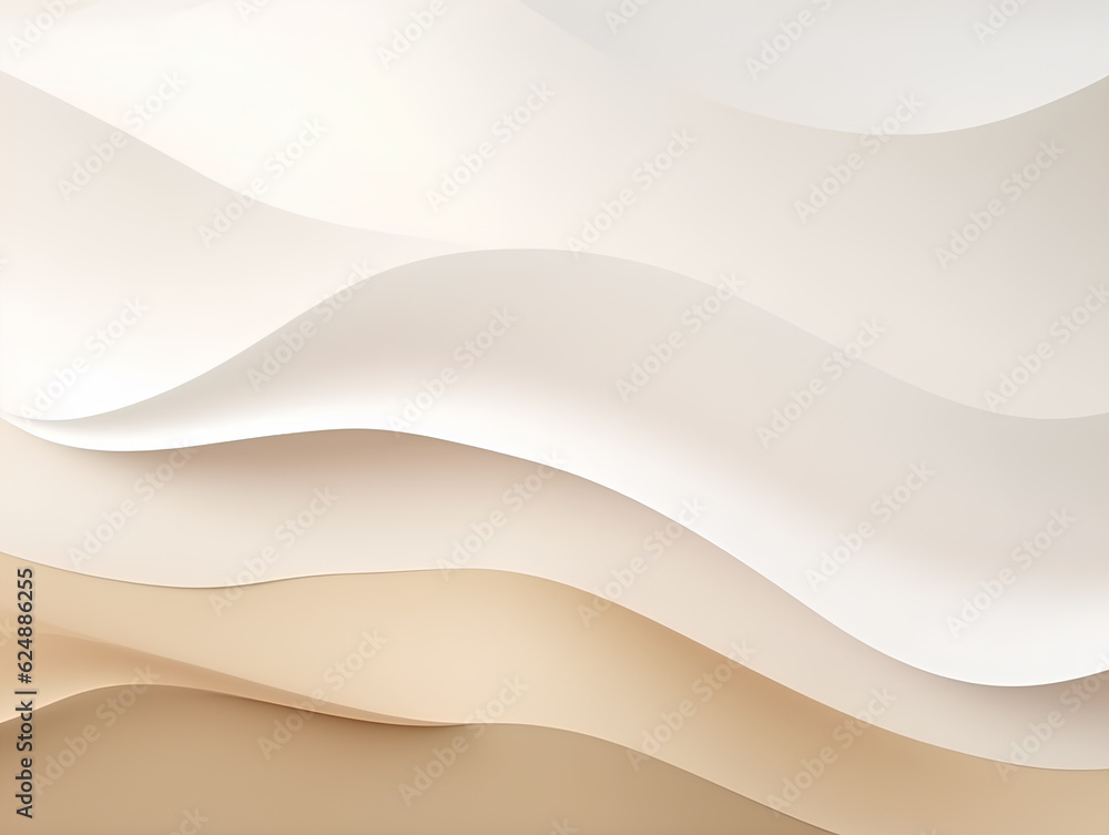 Obraz premium Background with geometric shapes and waves. White and beige colors.. AI