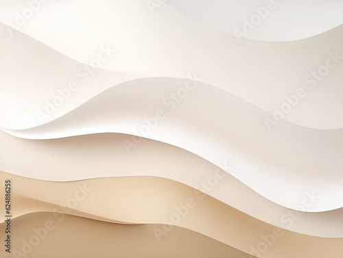 Background with geometric shapes and waves. White and beige colors.. AI