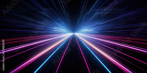 Abstrakter Leuchtender Neon Vaporwave Synthwave Hintergrund in schwarz, lila und blauer Farbe