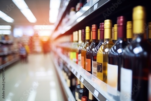  Wine Bottles on Supermarket Shelves - Generative ai