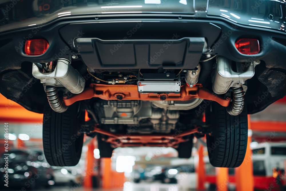 View of Car's Underside and Components - Generatie ai View of Car's Underside and Components - Generatie ai