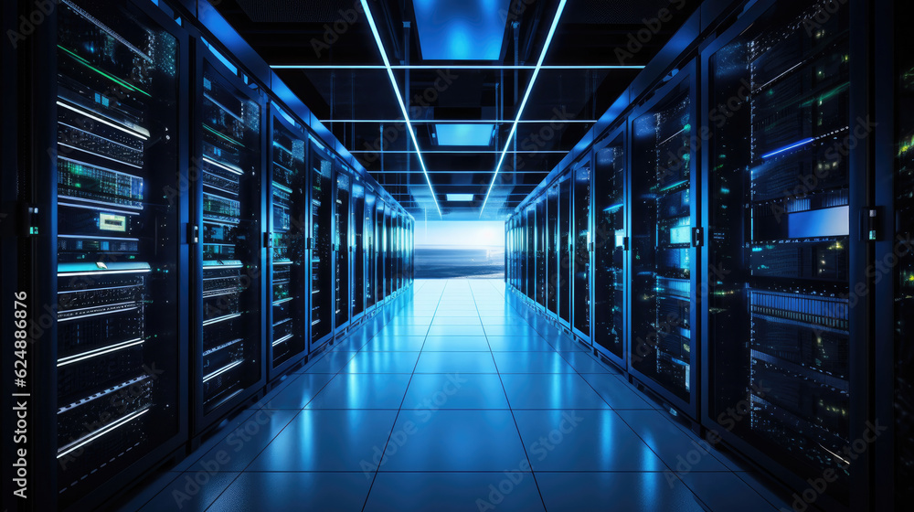Server room interior in datacenter Server room interior in datacenter