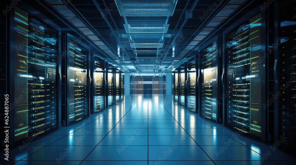 Server room interior in datacenter Server room interior in datacenter