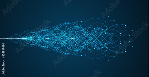 Ai technology. Concept of artificial intelligence. Blue and dots lines. Digital, communication, science, networks