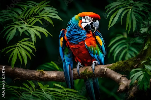 parrot on a branch generated Ai Technology