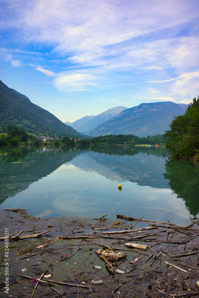 Landscape with the Benasque lake in summer