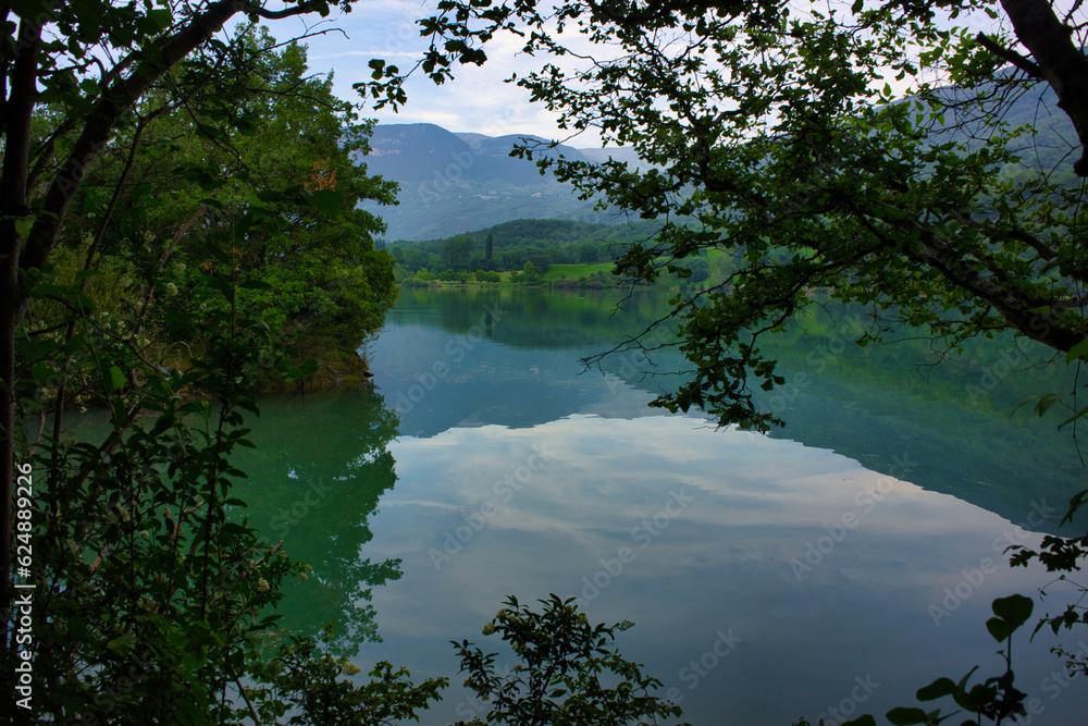 Landscape with the Benasque lake in summer