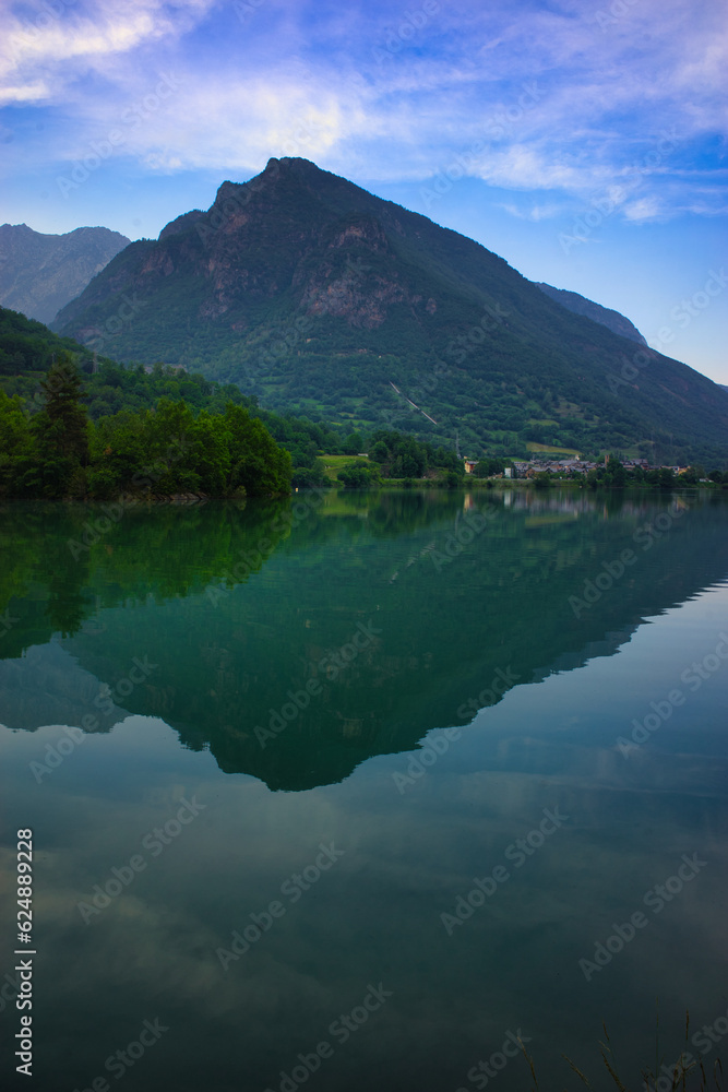 Landscape with the Benasque lake in summer