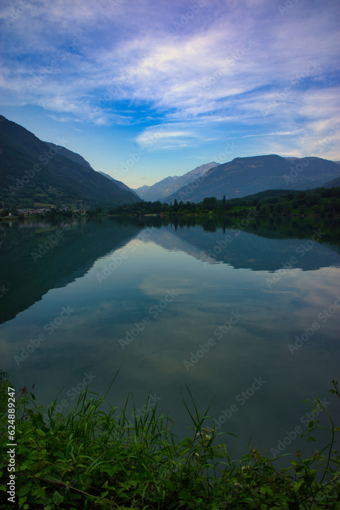 Landscape with the Benasque lake in summer