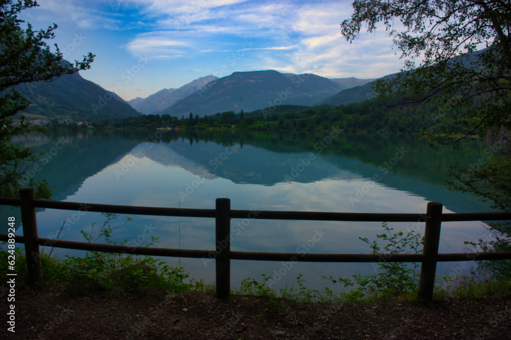 Landscape with the Benasque lake in summer