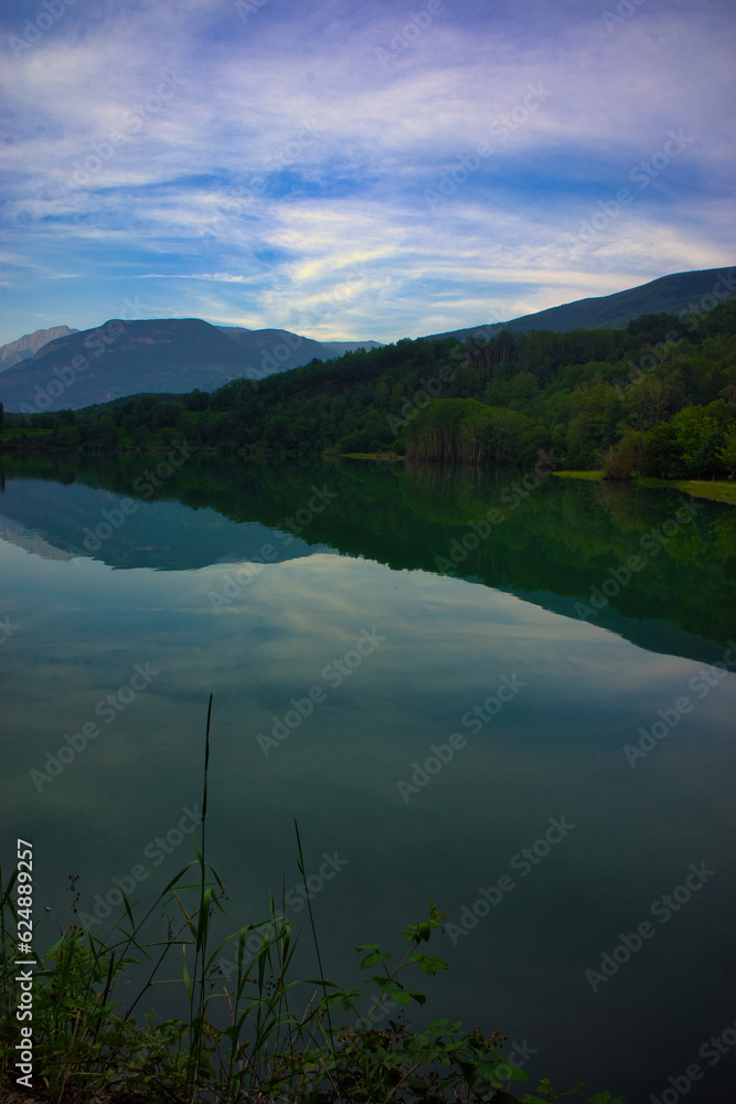 Landscape with the Benasque lake in summer