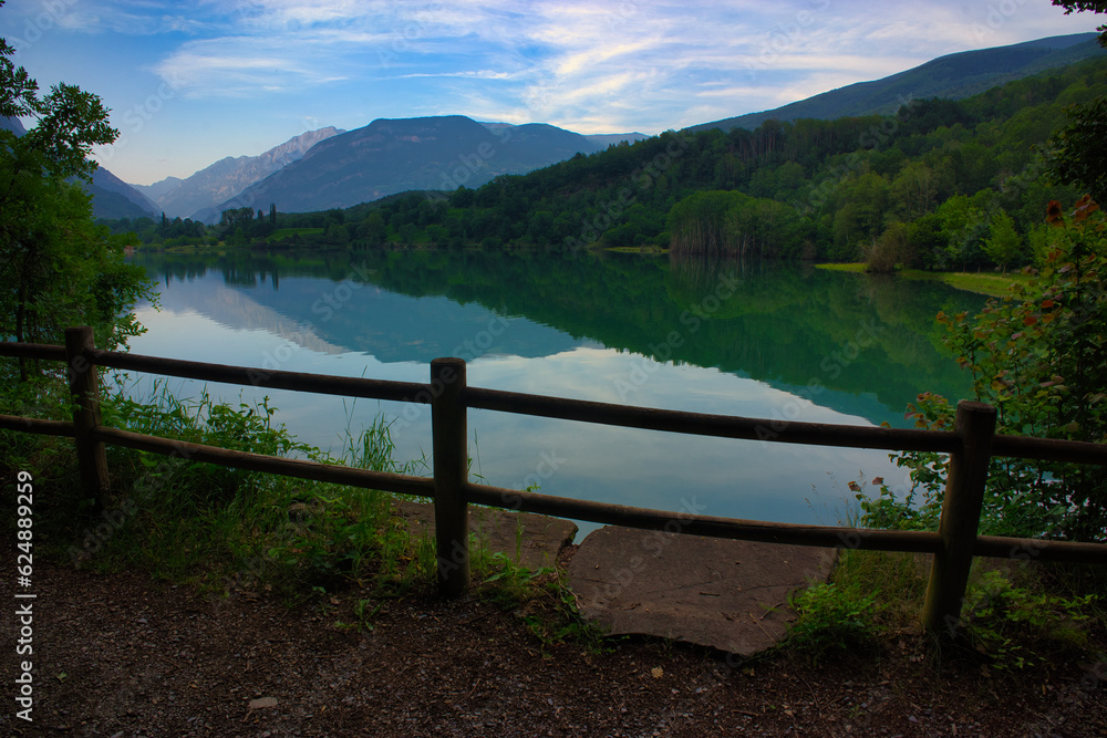 Landscape with the Benasque lake in summer