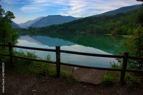 Landscape with the Benasque lake in summer
