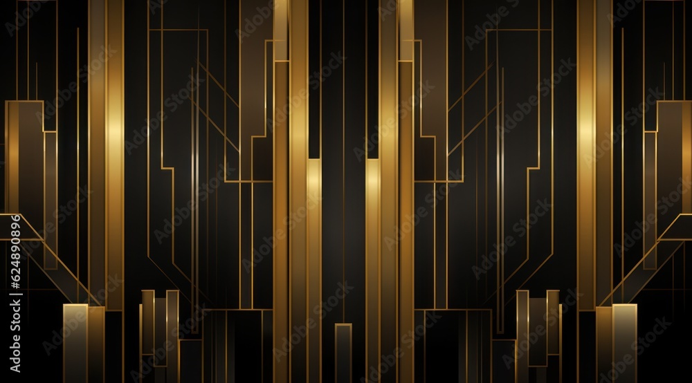 Obraz premium wallpaper geometric pattern of outlined vertical golden