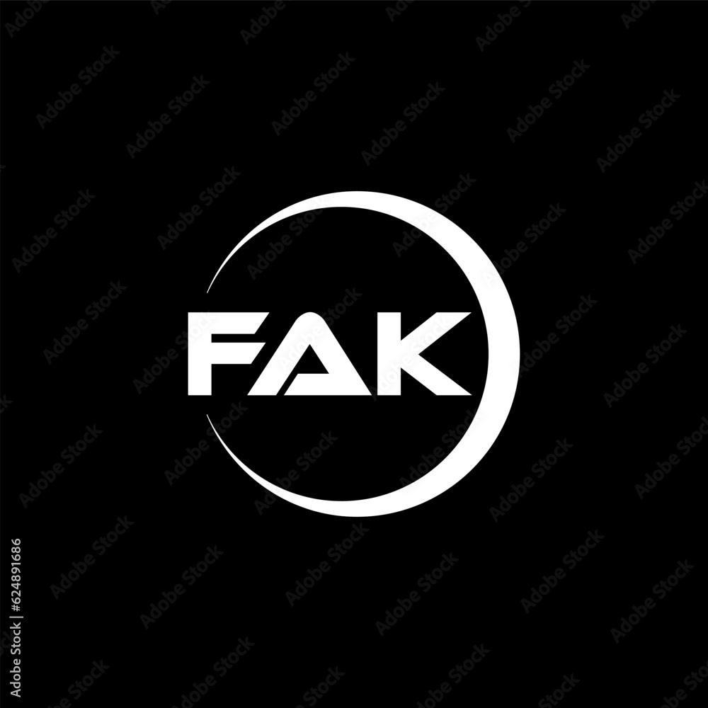 FAK letter logo design with black background in illustrator, cube logo, vector logo, modern alphabet font overlap style. calligraphy designs for logo, Poster, Invitation, etc. FAK letter logo design with black background in illustrator, cube logo, vector logo, modern alphabet font overlap style. calligraphy designs for logo, Poster, Invitation, etc.