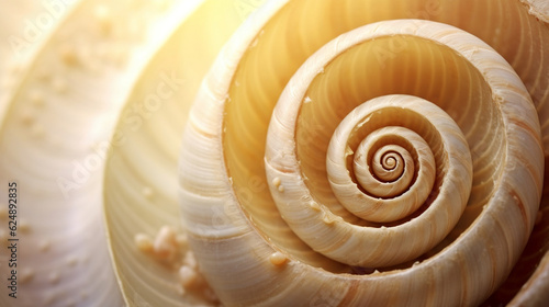 Closeup of Interior of a Shell, Spiral Snail, Texture Background Wallpaper, Generative Ai