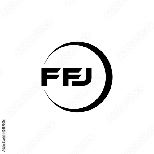 FFJ letter logo design with white background in illustrator, cube logo, vector logo, modern alphabet font overlap style. calligraphy designs for logo, Poster, Invitation, etc.