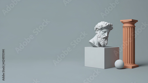 Greek Stoic Philosopher Statue, Contemplation Modern Minimalist Digital Concept Render
