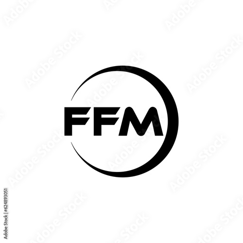 FFM letter logo design with white background in illustrator, cube logo, vector logo, modern alphabet font overlap style. calligraphy designs for logo, Poster, Invitation, etc.