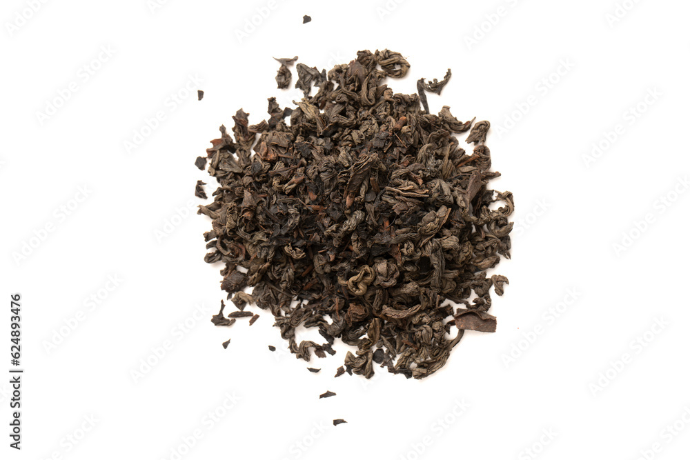 Dried tea leaves isolated on a white background. Dried tea leaves isolated on a white background.