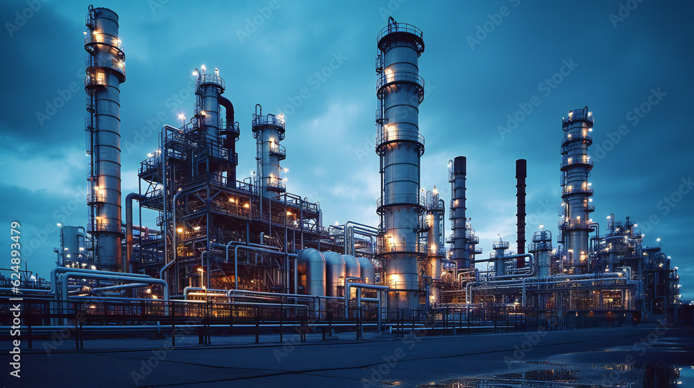 Plant, chemical complex at night