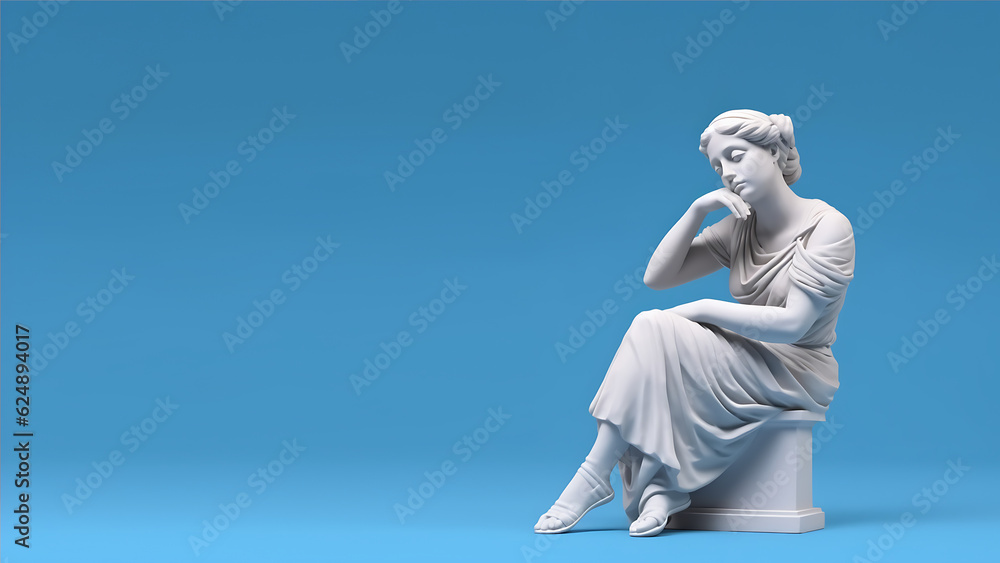 Female Contemplation Greek Statue, Modern Minimalist Digital Concept Render Female Contemplation Greek Statue, Modern Minimalist Digital Concept Render