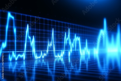Abstract digital cardiogram. Background with selective focus and copy space