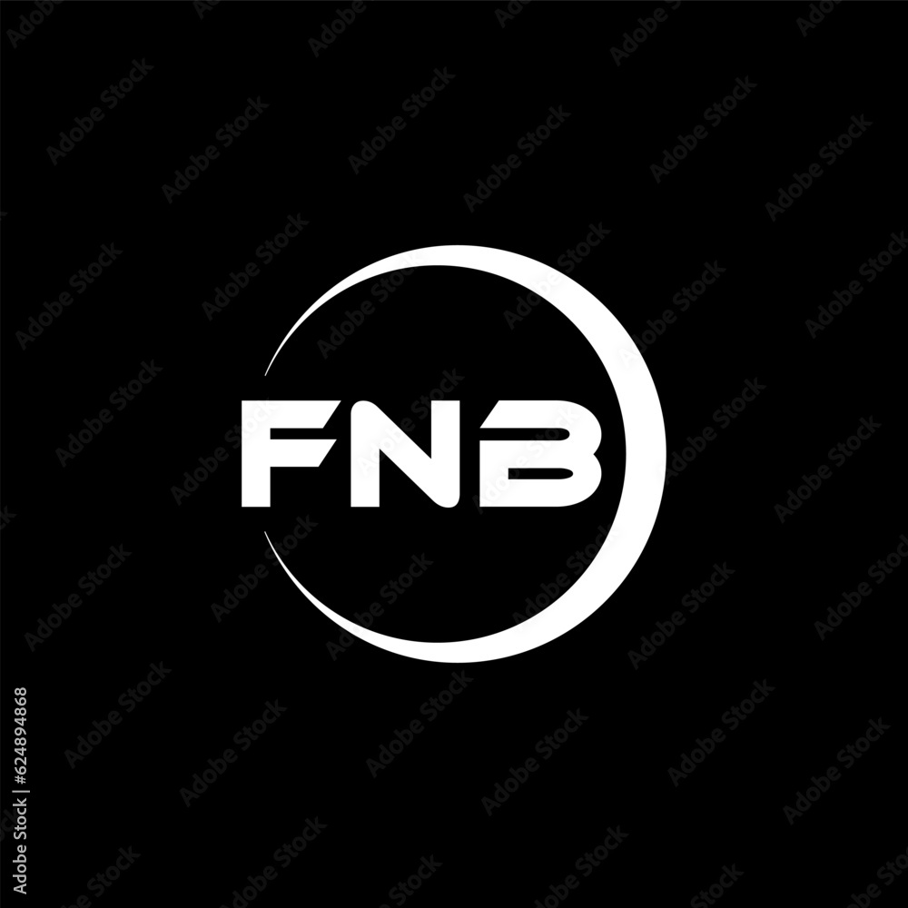 FNB letter logo design with black background in illustrator, cube logo, vector logo, modern alphabet font overlap style. calligraphy designs for logo, Poster, Invitation, etc.