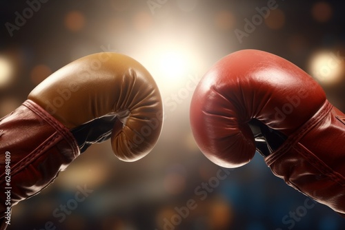 Boxing gloves. The concept of battle and confrontation. Background with selective focus and copy space