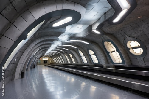 modern subway station with futuristic design, created with generative ai © Alfazet Chronicles