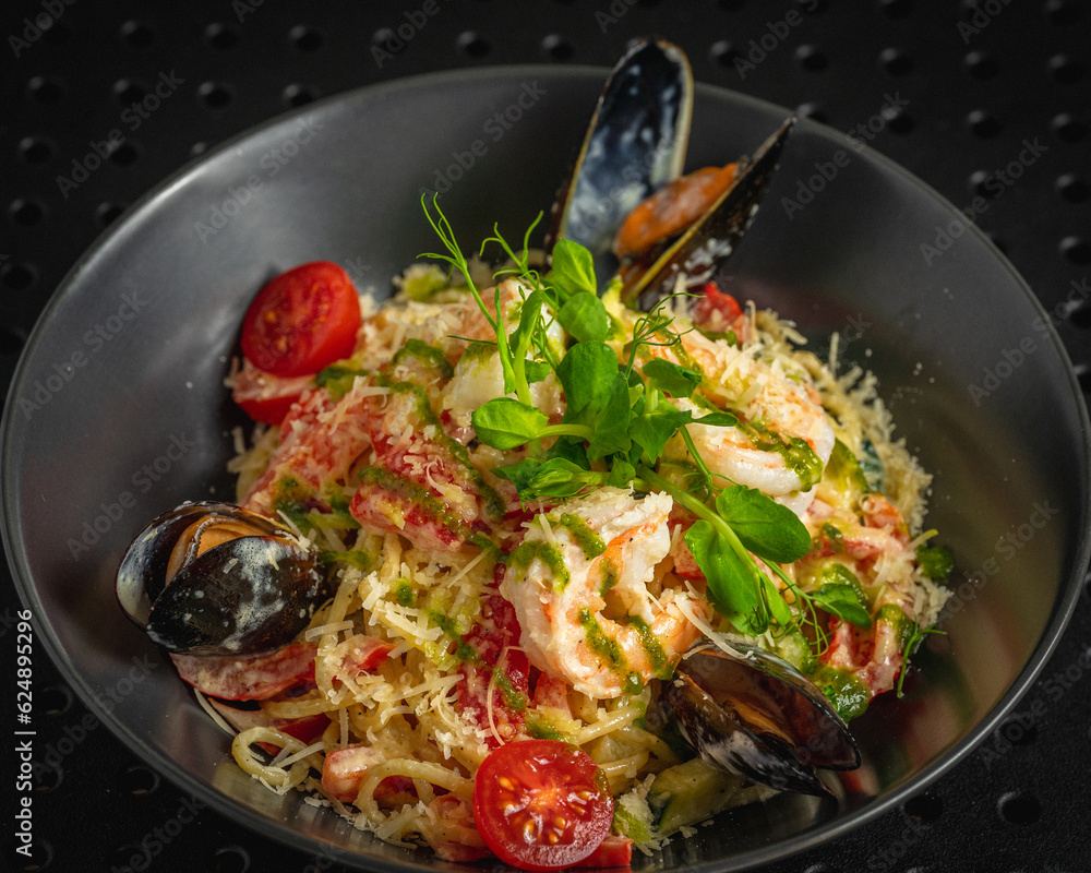 Snail salad with bread in a large bowl Snail salad with bread in a large bowl