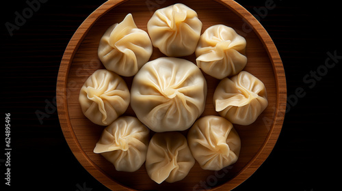 Chinese Dumpling top view. generative ai