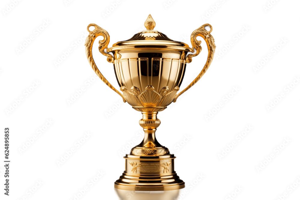 Gold Trophy Cup on Transparent Background. AI