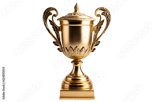 Gold Trophy Cup on Transparent Background. AI