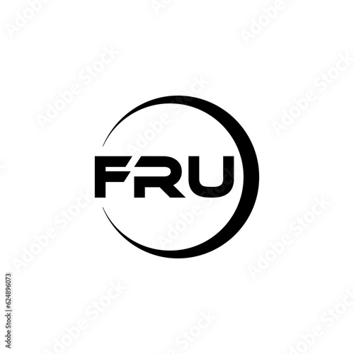 FRU letter logo design with white background in illustrator, cube logo, vector logo, modern alphabet font overlap style. calligraphy designs for logo, Poster, Invitation, etc.