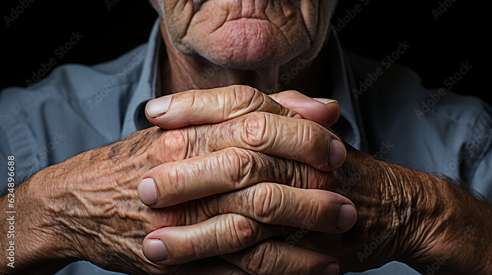 Fototapeta premium Old man hands. Generative Ai