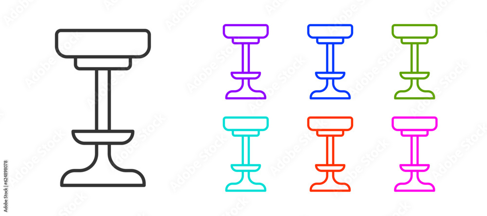 Black line Chair icon isolated on white background. Set icons colorful. Vector Black line Chair icon isolated on white background. Set icons colorful. Vector
