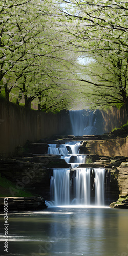 Stunning waterfall landscape spring summer nature environment