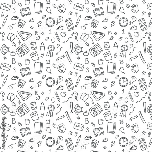 pattern illustration in doodle school style, vector, for paper, packaging, seamless pattern, vector illustration, transparent background