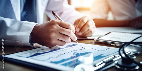 Healthcare business concept, Medical examination and graph data growth of business