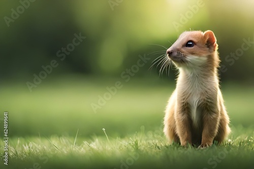 japanese weasel in the green field Ai generated technology © Ahmad