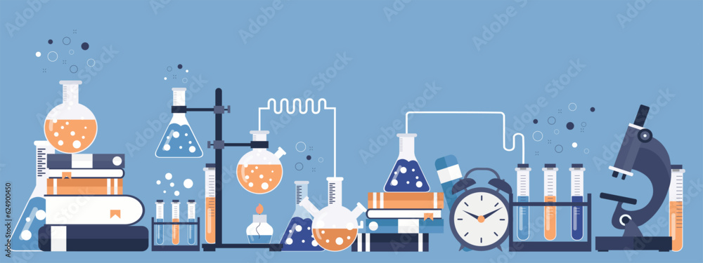 Laboratory equipment banner. Concept for science, medicine and knowledge. Flat vector illustration
Laboratory equipment banner. Concept for science, medicine and knowledge. Flat vector illustration