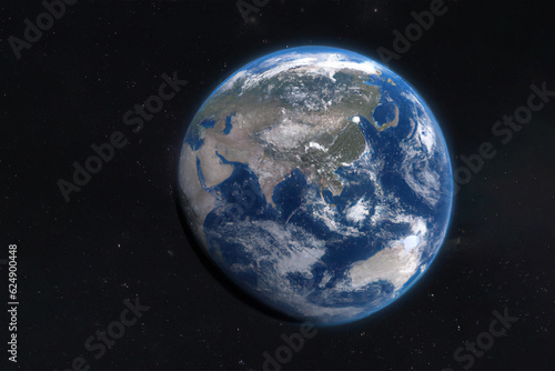 Earth in space  planet earth from the space at night . 3d rendering